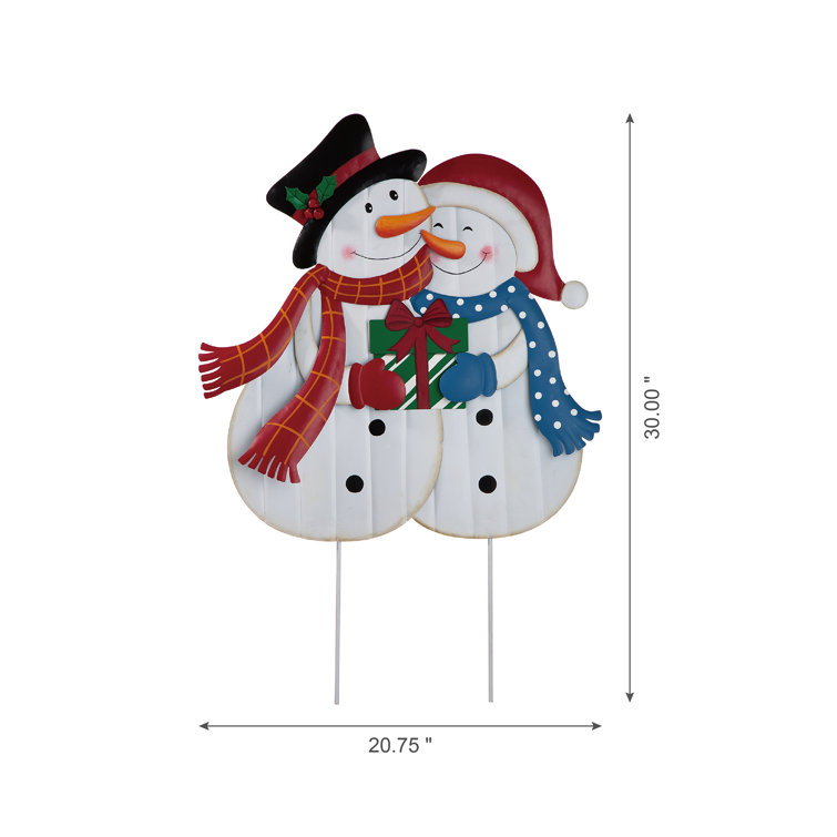 30"H Colorful Metal Christmas Snowman Yard Stake Decor