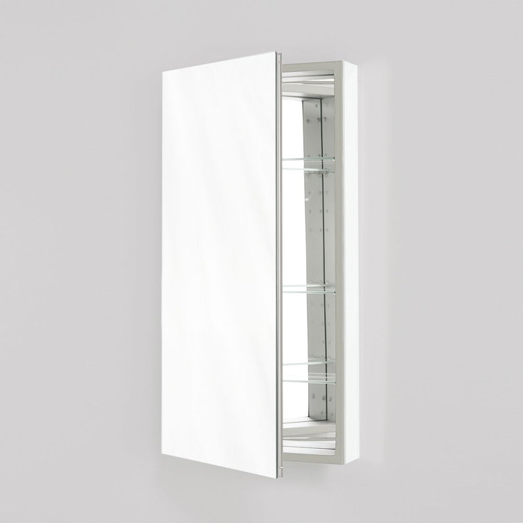 White Frameless Semi-Recessed Medicine Cabinet with LED Lighting