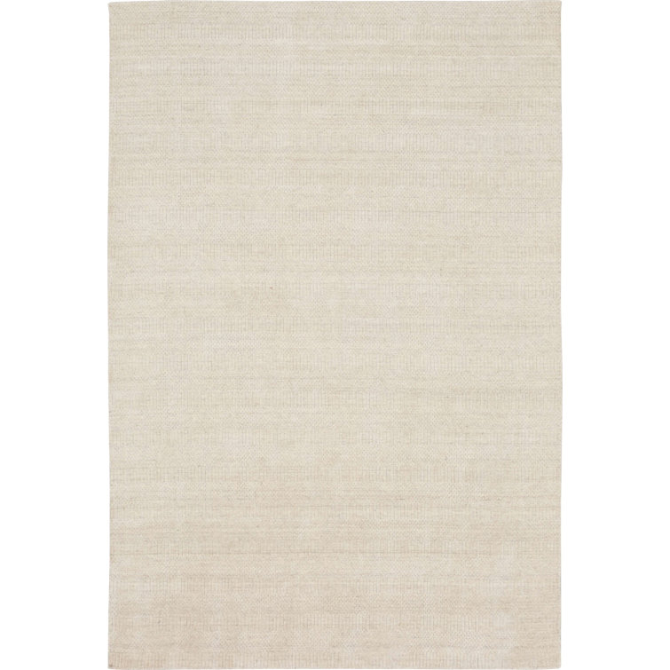 Ivory Hand-Loomed 6' x 9' Wool Rectangular Easy-Care Rug