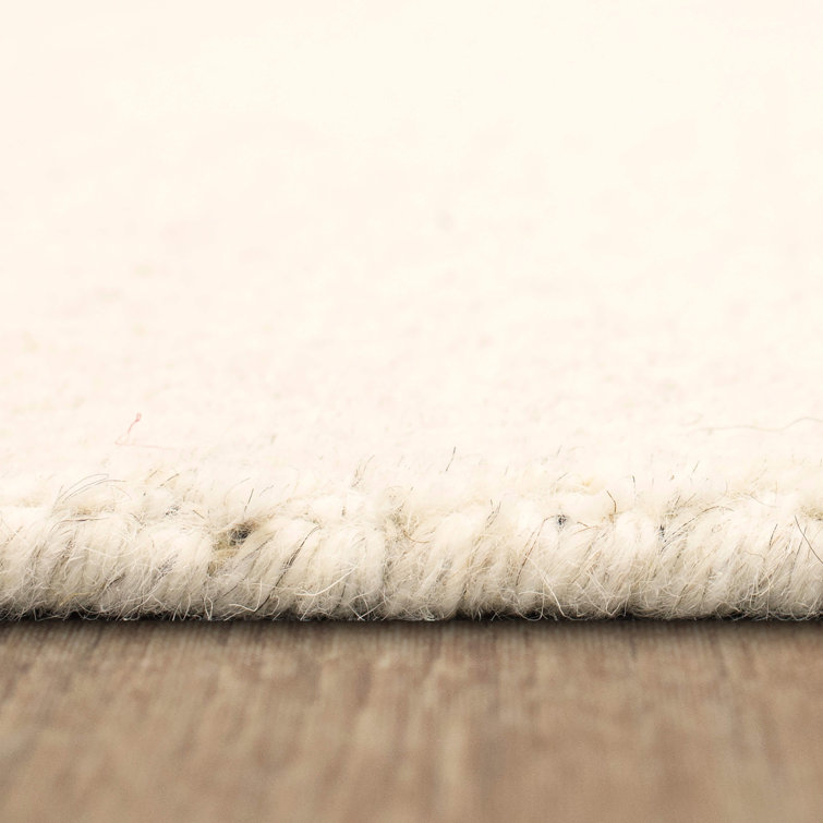 Ivory Hand-Loomed 6' x 9' Wool Rectangular Easy-Care Rug