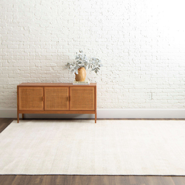 Ivory Hand-Loomed 6' x 9' Wool Rectangular Easy-Care Rug