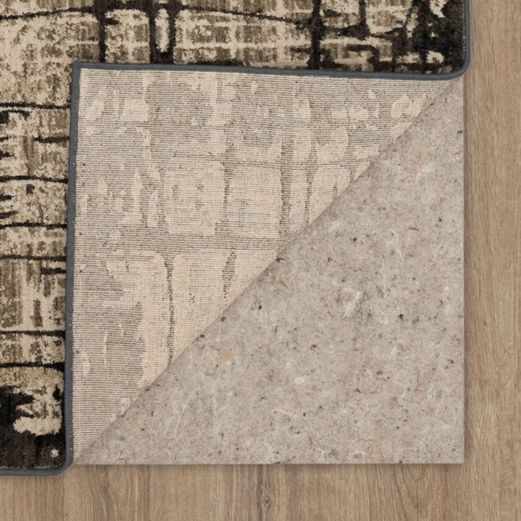 Elan Modern Abstract Black and Beige Synthetic Runner Rug