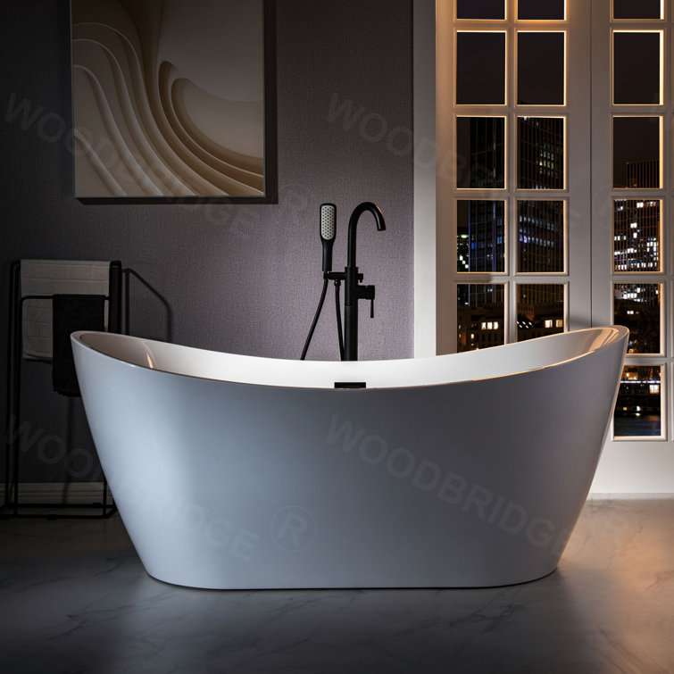 Matte Black Single Handle Floor Mounted Tub Faucet with Hand Shower