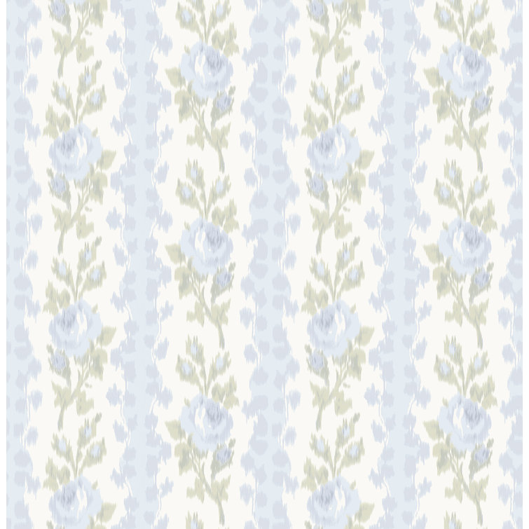 Blue and Cream Floral Non-pasted Washable Wallpaper Roll