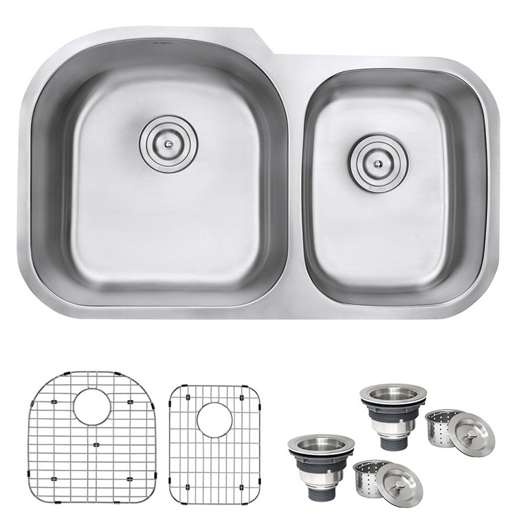 Ruvati 34-Inch Stainless Steel Double Bowl Undermount Kitchen Sink