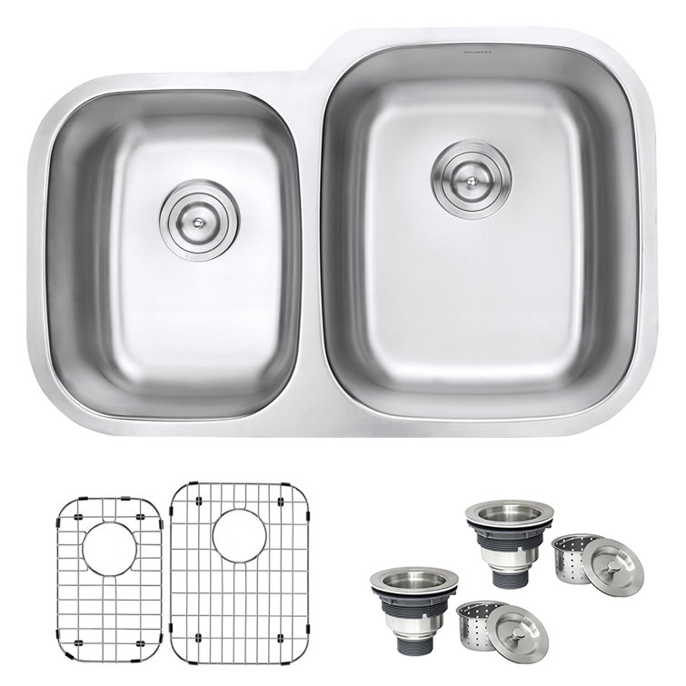 Ruvati 32-inch Satin Finish Stainless Steel Double Bowl Kitchen Sink