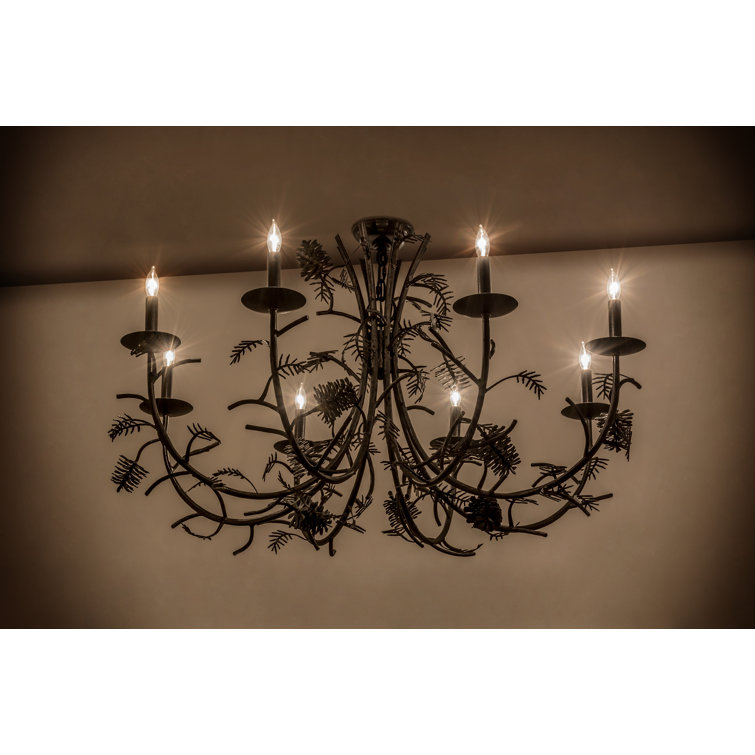 Chestnut Pinecone 8-Light Rustic Metal Chandelier
