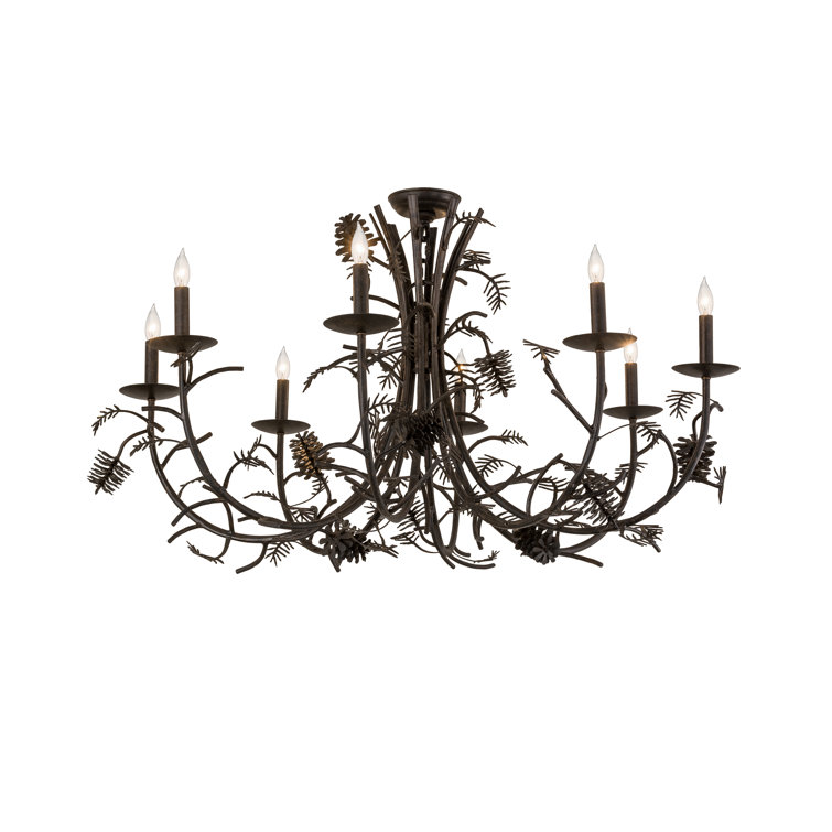 Chestnut Pinecone 8-Light Rustic Metal Chandelier