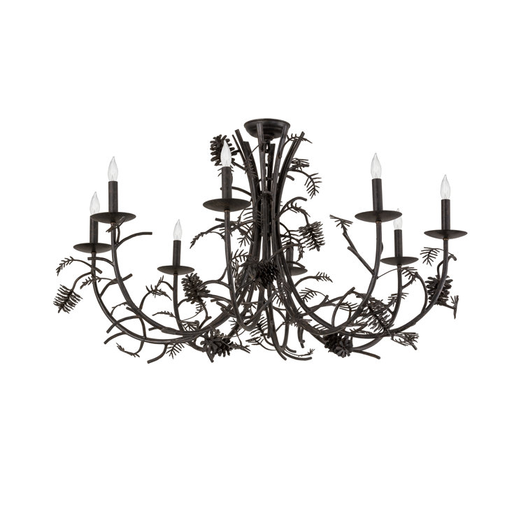 Chestnut Pinecone 8-Light Rustic Metal Chandelier