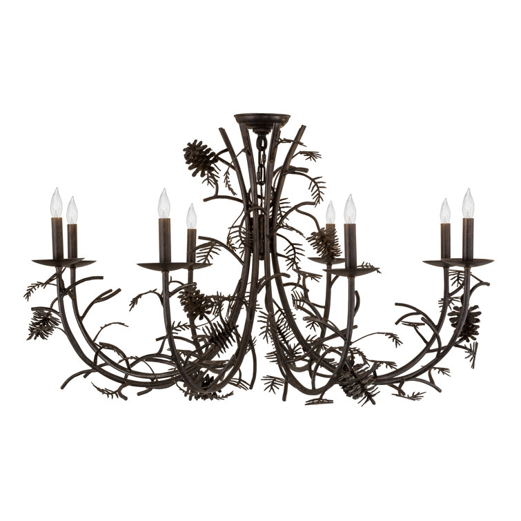 Chestnut Pinecone 8-Light Rustic Metal Chandelier