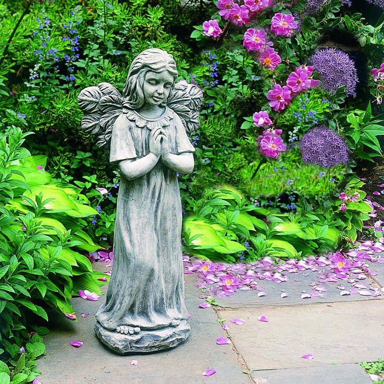 Alpine Stone Praying Angel Cast Garden Statue