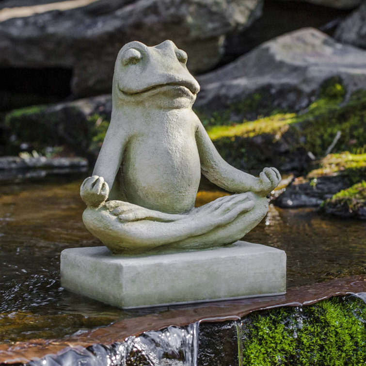 Mini Zen Frog Statue in English Moss Concrete Finish