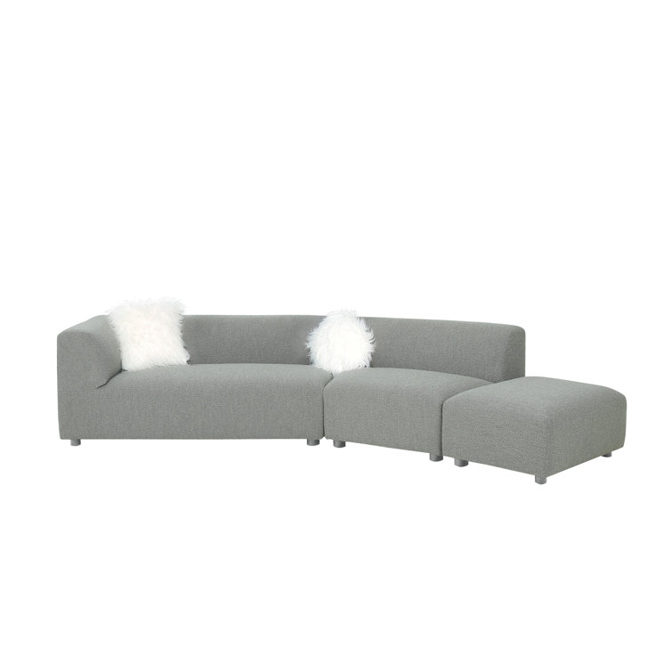 Portfino 128'' Gray Fabric and Wood Sectional Sofa