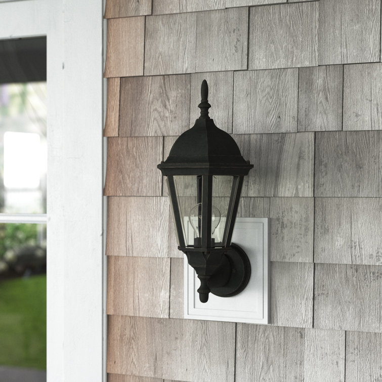 Black Traditional Outdoor Wall Lantern with Clear Glass Shade
