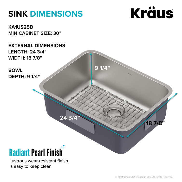 Dex 25-Inch Stainless Steel Single Bowl Drop-In Kitchen Sink