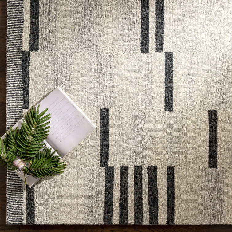 Granada Black Hand-Tufted Wool 8' x 10' Easy Care Area Rug