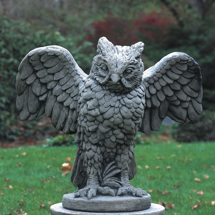 Handcrafted Copper Bronze Soaring Owl Garden Statue
