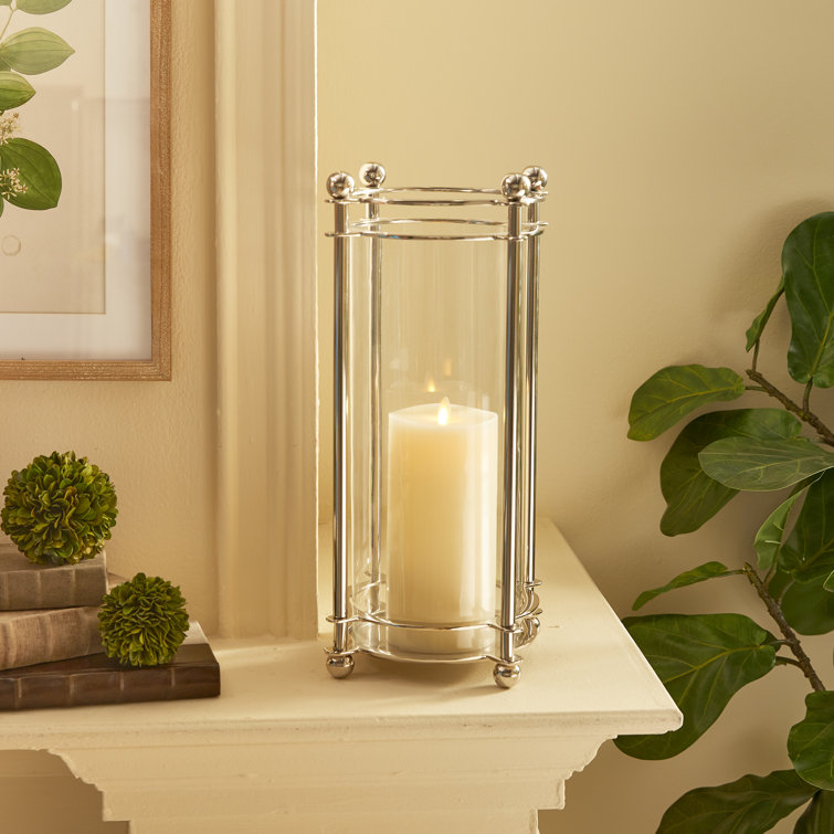 Lauren Silver Glass Hurricane Candle Holder Vase