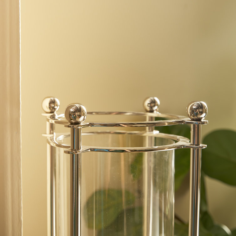 Lauren Silver Glass Hurricane Candle Holder Vase