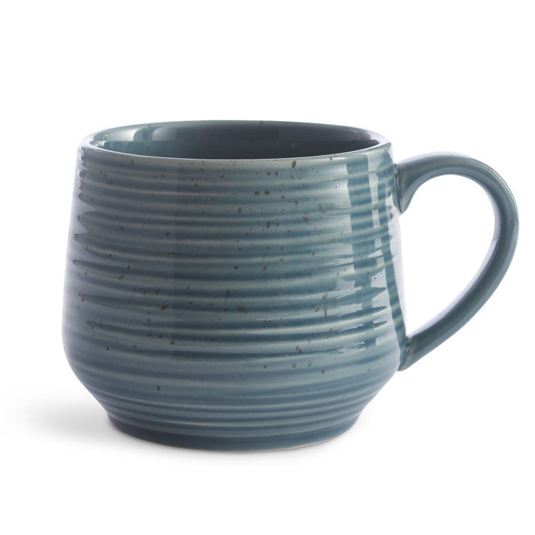 Rustic Ceramic Assorted Color Microwave Safe Mugs, Set of 4