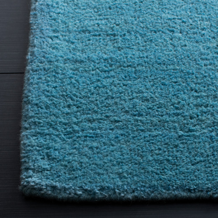 Turquoise Handmade Wool 9' x 12' Tufted Area Rug