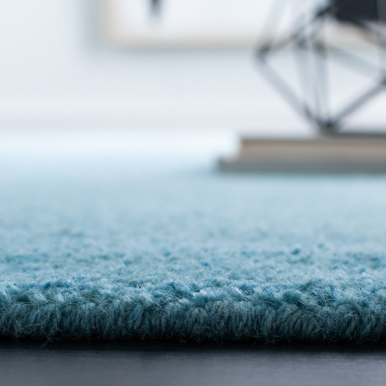 Turquoise Hand-Tufted Round Wool Rug, 8' Diameter