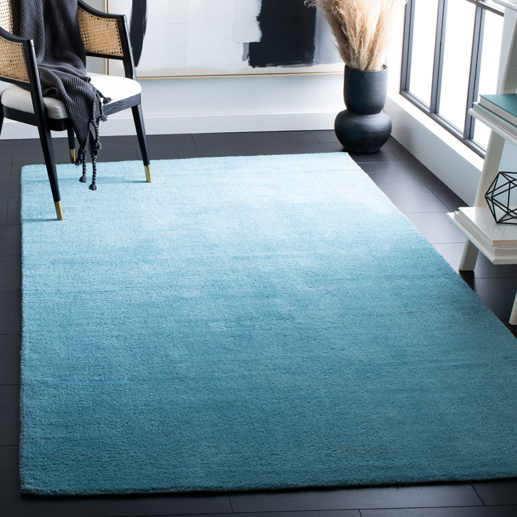 Turquoise Handmade Wool 9' x 12' Tufted Area Rug