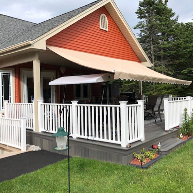 Motorized Retractable White Frame Patio Awning
