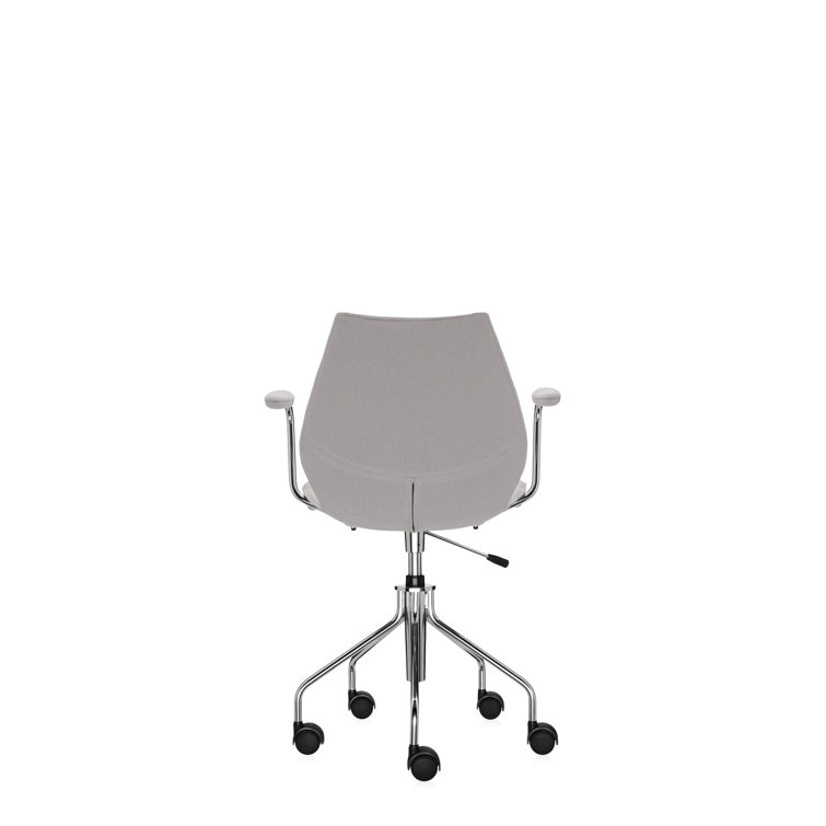 Maui Soft Trevira Beige Chrome Swivel Armchair by Vico Magistretti