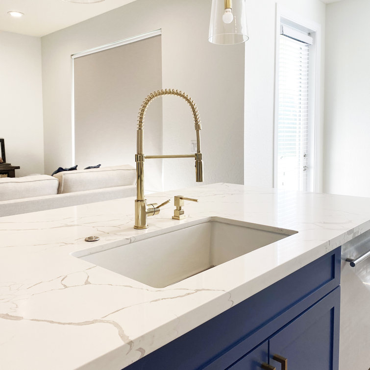 Polished Gold Stainless Steel Kitchen Faucet with Pull-out Spray