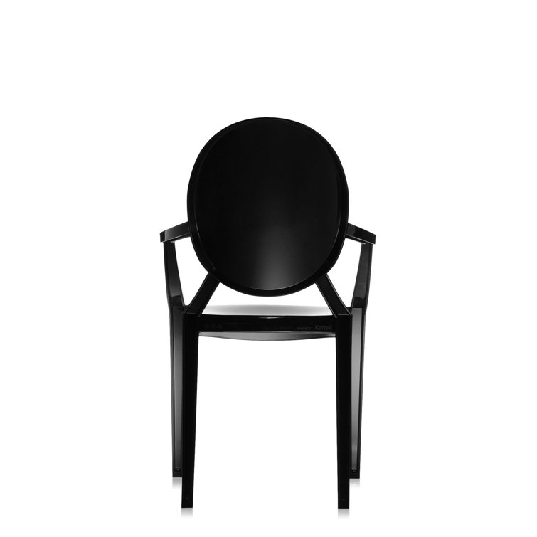 Opaque Glossy Black Louis Ghost Neoclassical Armchair