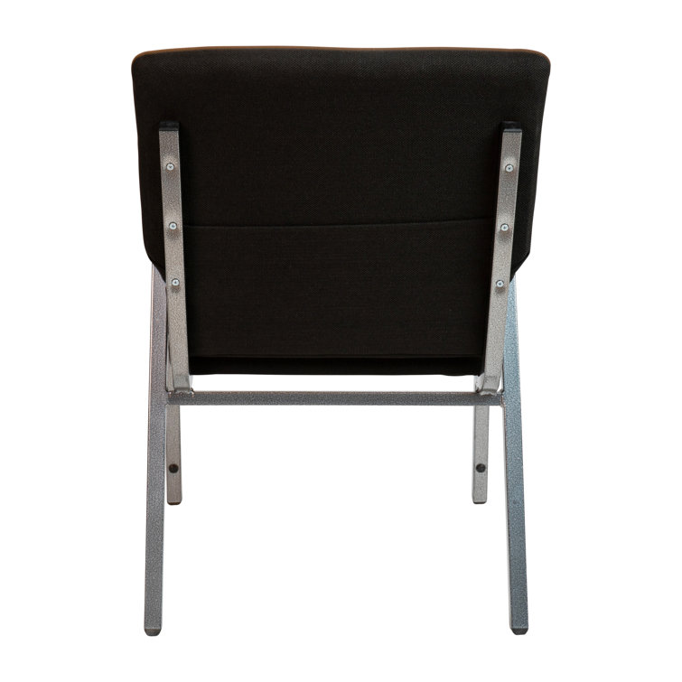 21" Black Fabric and Silver Steel Stacking Arm Chair