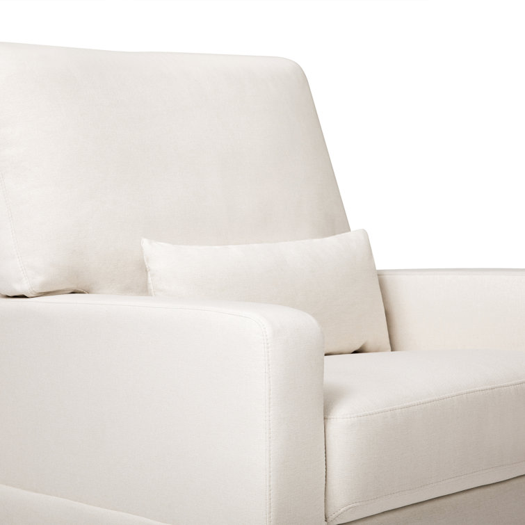 Cream Eco-Weave Swivel Glider Chair with Wood Base