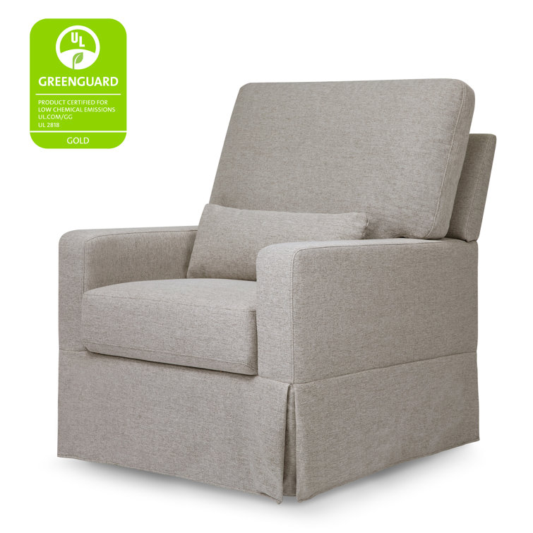 Gray Performance Fabric Swivel Glider with Pillowback Cushion