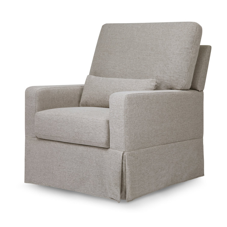Gray Performance Fabric Swivel Glider with Pillowback Cushion