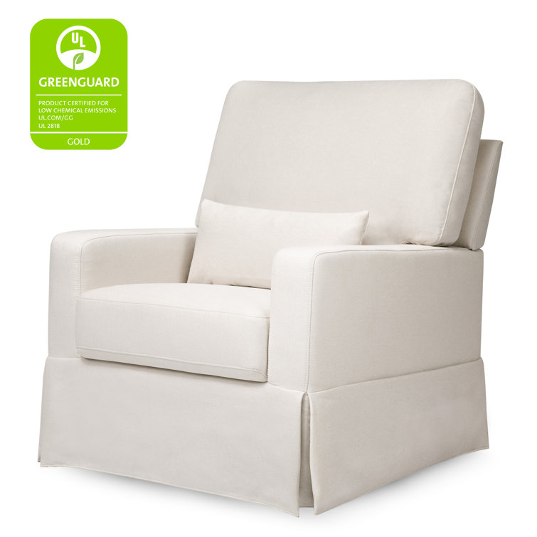 Cream Eco-Weave Swivel Glider Chair with Wood Base
