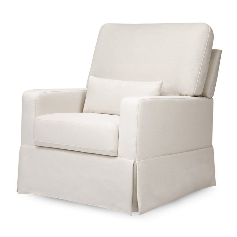 Cream Eco-Weave Swivel Glider Chair with Wood Base