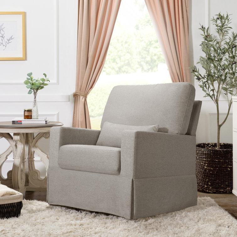 Gray Performance Fabric Swivel Glider with Pillowback Cushion