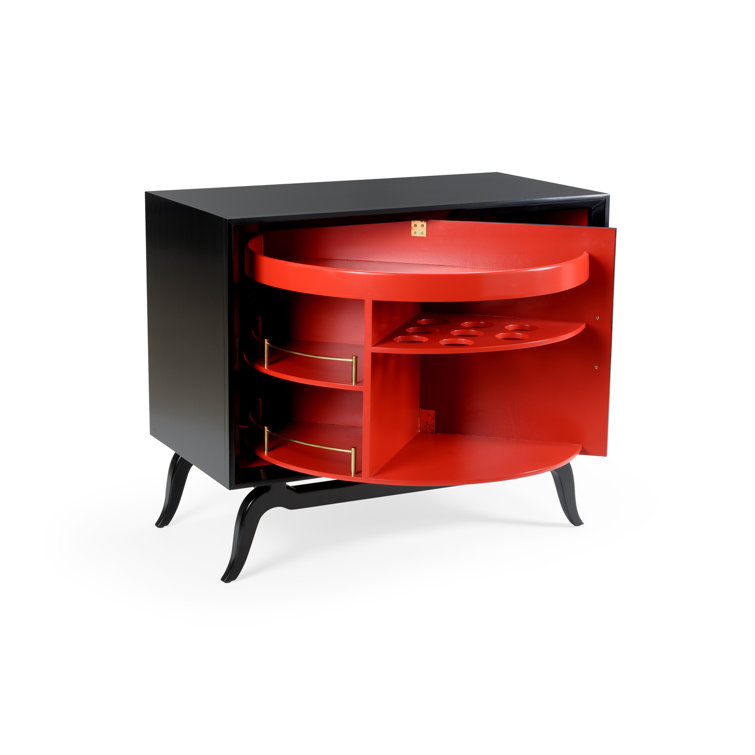 Wildwood Sinatra Black and Red Revolving Door Accent Cabinet