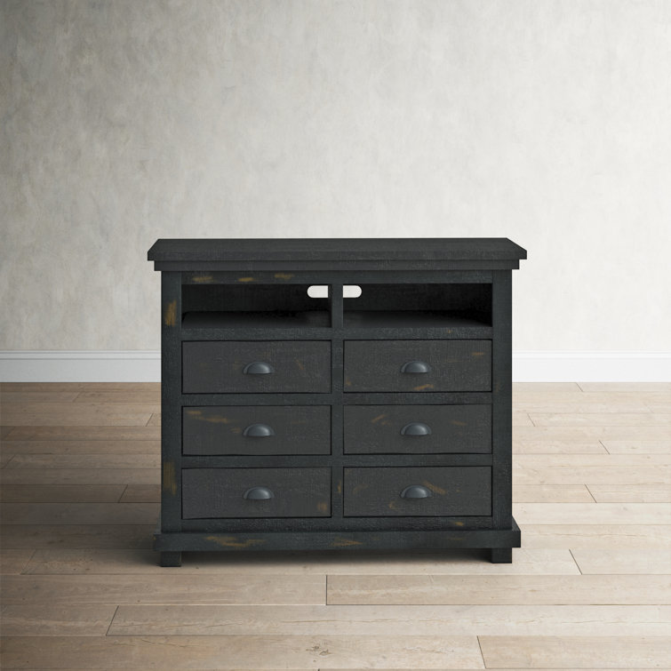 Rustic Black Salvaged Wood Media Chest with Cabinet