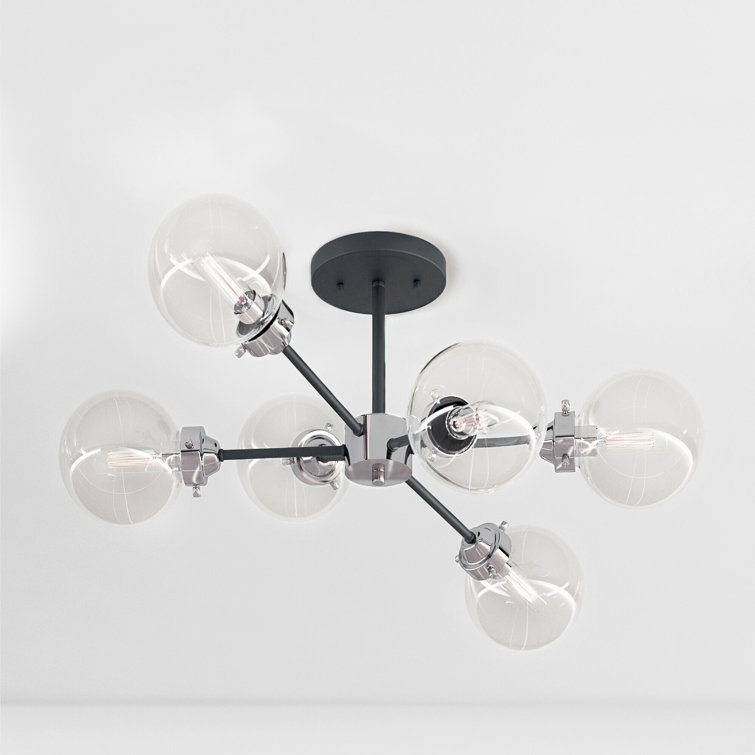 Orbit 25" Satin Nickel & Oil Rubbed Bronze Globe Semi-Flush Mount