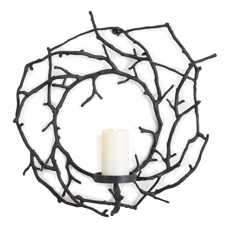 Matte Black Aluminum Branch Wall Candleholder