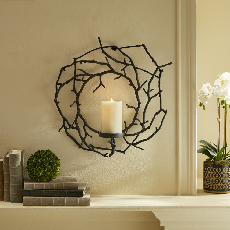 Matte Black Aluminum Branch Wall Candleholder