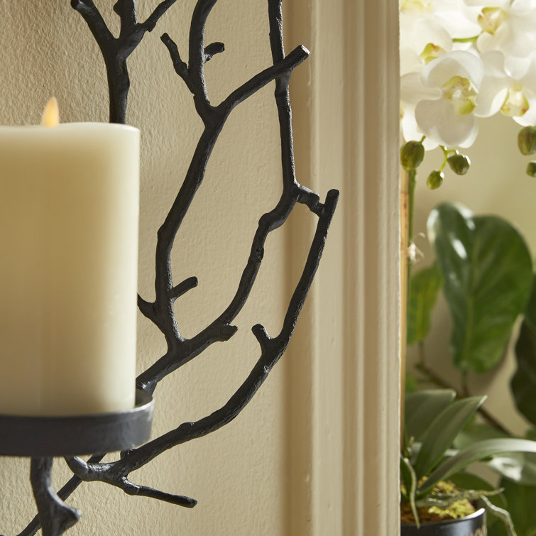 Matte Black Aluminum Branch Wall Candleholder