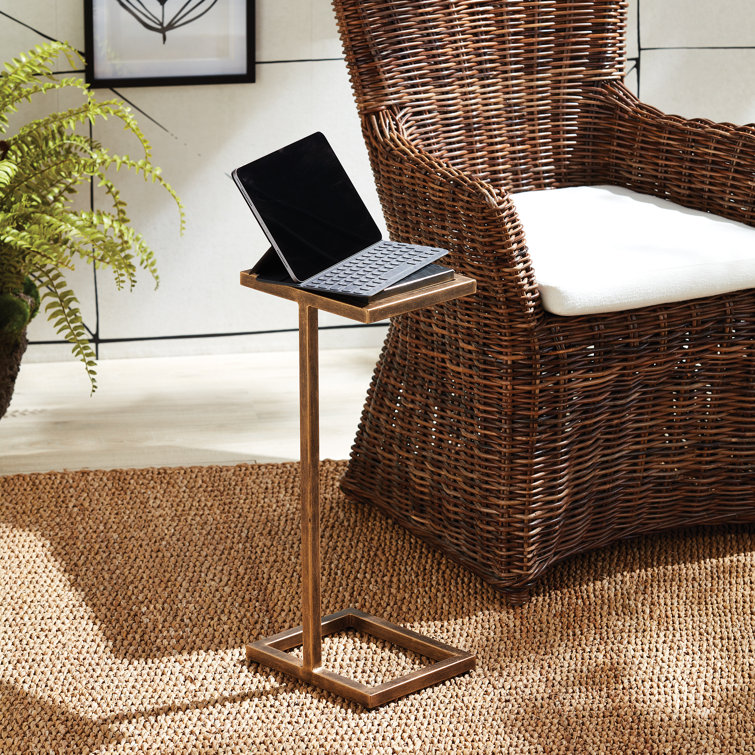 Richwood Black Stone Top 10"x23" Metal Frame Accent Table