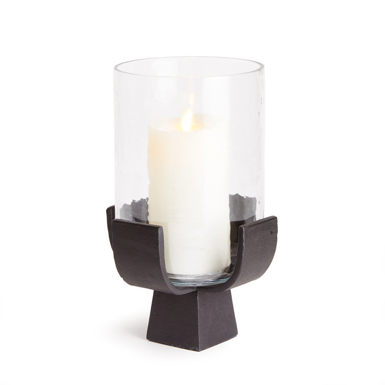 Bronze and Glass Hurricane Candle Holder