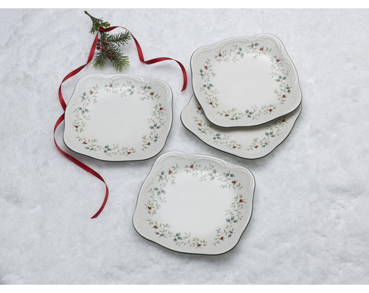 Winterberry 8.25" Square Ceramic Salad Plates, Set of 4