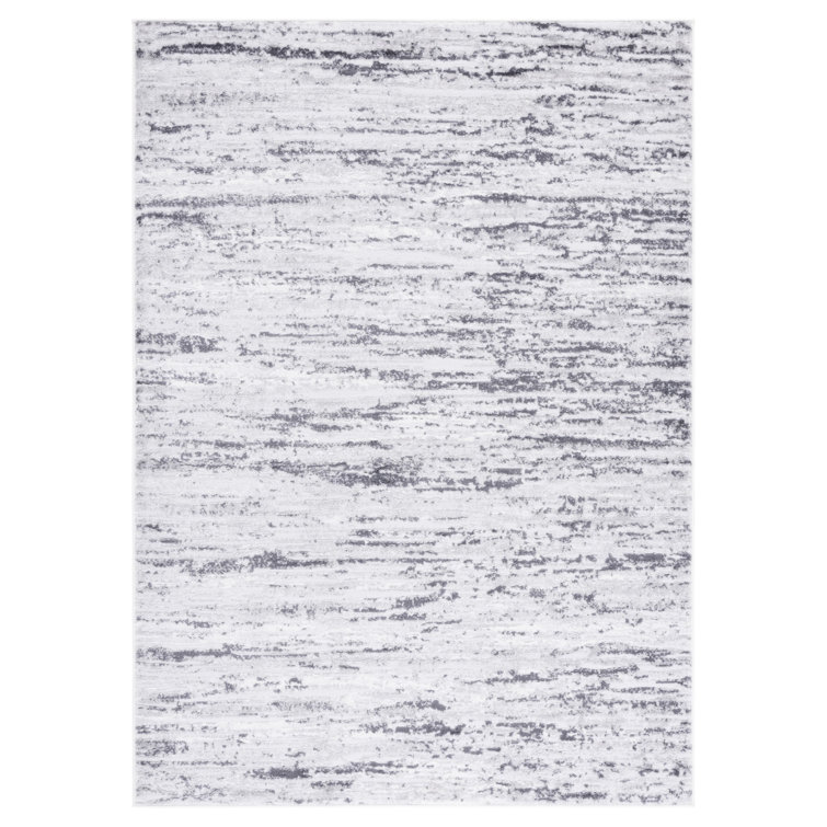 Amelia Light Grey and Charcoal Abstract Synthetic Rug 2'2" x 4'