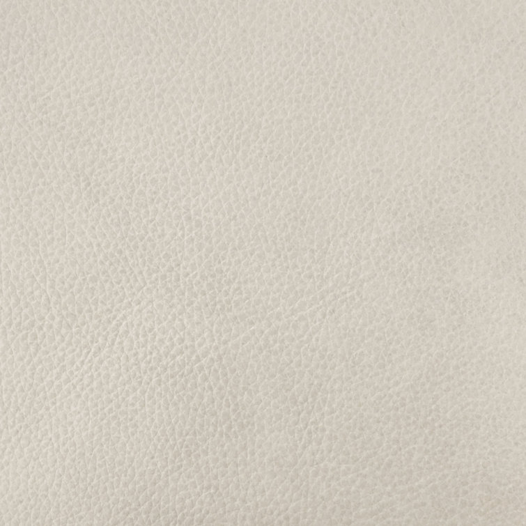 Ivory Genuine Leather and Wood Armchair