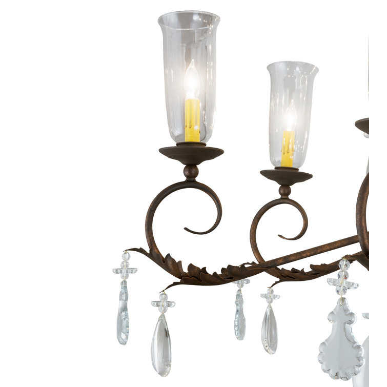 Windsor Coral and Chocolate 14-Light Gilded Tobacco Crystal Chandelier